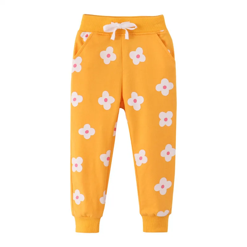

Jumping Meters 2-7T Boys Girls Sweatpants Floral Drawstring Toddler Kids Trousers Full Length Pants Baby Autumn Spring Pant
