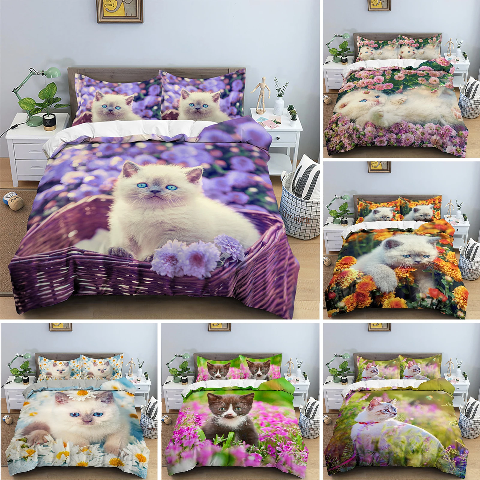 3D Cat Print Duvet Cover Floral Bedding Set Twin Full For Kids Girls Boys Room Decor Luxury Microfiber Funny Animal Quilt Cover
3D Cat Print Duvet Cover Floral Bedding Set Twin Full For Kids Girls Boys Room Decor Luxury Microfiber Funny Animal Quilt Cover