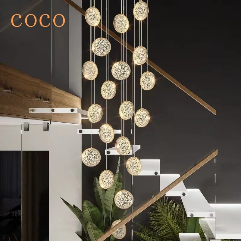 New Creative Personality Modern Stair Light Building High Floor Hanging Metal Hotel Lobby Living Room Kitchen Bar Chandelier
New Creative Personality Modern Stair Light Building High Floor Hanging Metal Hotel Lobby Living Room Kitchen Bar Chandelier