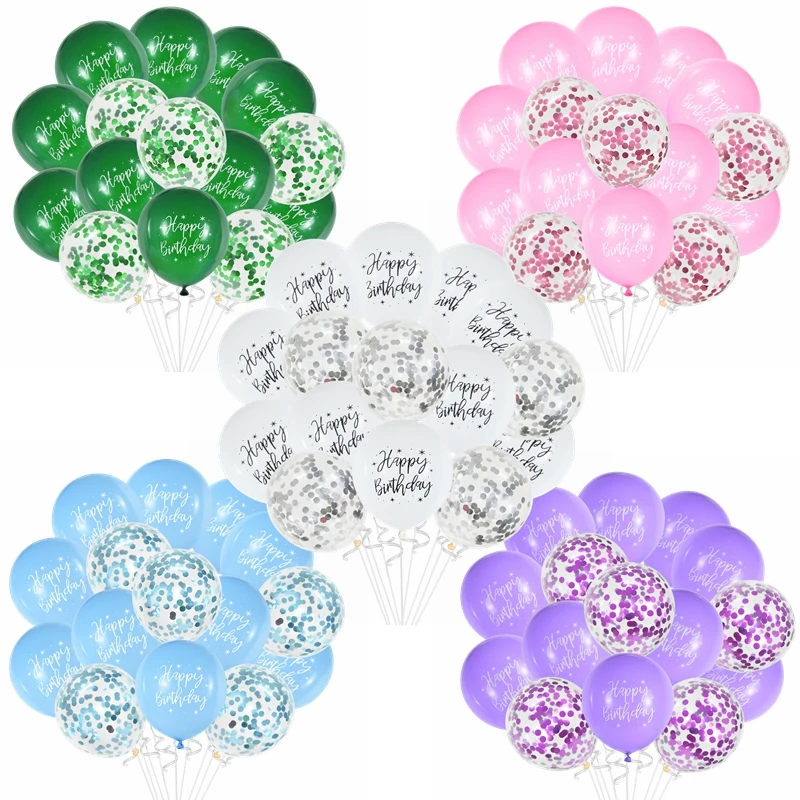 

12inch 10/15pcs Happy Birthday Latex Balloons Party Confetti Balloon Set Kids Adults Birthday Baby Shower Air Globos Decorations