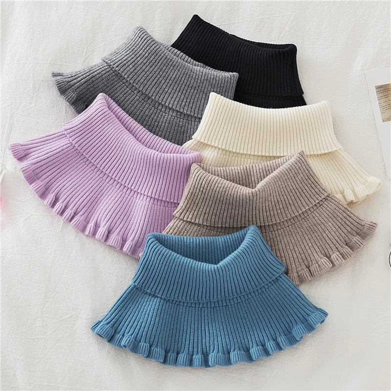 

2-8T Baby Girls Neckwarmer Knitted Cotton/acrylic Snood Fake Sweater Collar Winter Warm Cute Turtle Neck Scarf