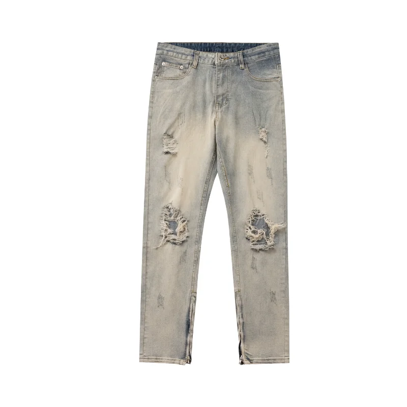 Hip Hop Denim Jeans Streetwear Ripped Destroyed Hole Washed Straight Button Pencil Pants Harajuku Casual Loose Denim Trousers
Hip Hop Denim Jeans Streetwear Ripped Destroyed Hole Washed Straight Button Pencil Pants Harajuku Casual Loose Denim Trousers