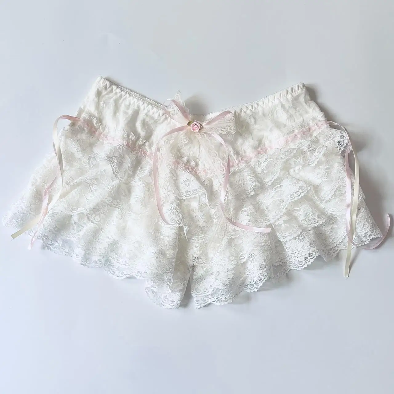 

Ruffle Bloomers Women y2k Aesthetic Lolita Kawaii Cute Bowknot Lace Layered Safety Pants Fairycore Panties Underwear