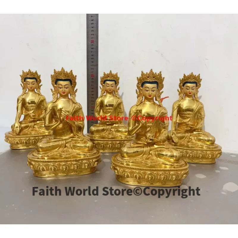 Exclusive Wholesale Buddhist buddha statue 5PCS Five Dhyani Buddhas gilding brass Western Paradise Elysian Fields Temple altar
Exclusive Wholesale Buddhist buddha statue 5PCS Five Dhyani Buddhas gilding brass Western Paradise Elysian Fields Temple altar