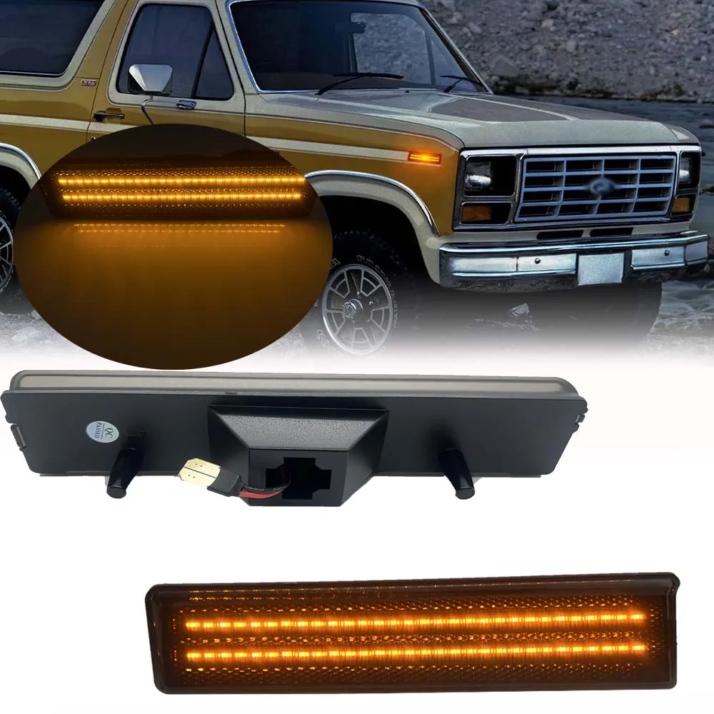 

For 1980 1981-1986 Ford BRONCO F-100 F-150 F-250 F-350 Bronco Full LED Side Marker Light Car Front Bumper Sidemarker Corner Lamp