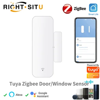 Tuya Zigbee Door Contact Sensor Window Magnetic Sensor Open Close Home Alarm Security Protection Smart Life Works with Alexa 상품 이미지