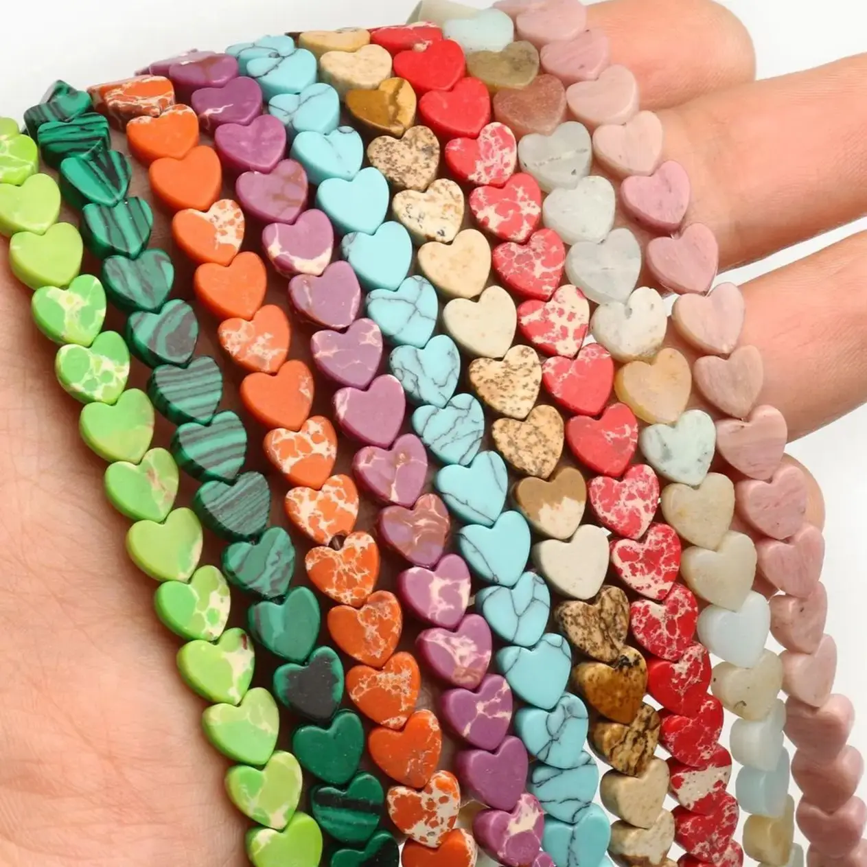 

Heart Shape Sea Sediment Jade Beads Natural Stone Loose Spacer Beads for Jewelry Making Diy Bracelet necklace Accessories