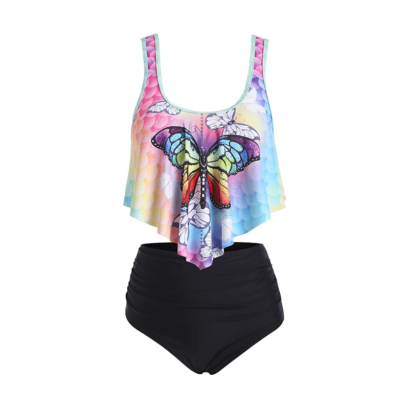 2024 Fashion Two Piece Bikinis Set Tummy Control Swimsuit Mermaid Butterfly Print Flounce High Rise Vacation Tankini Swimwear
2024 Fashion Two Piece Bikinis Set Tummy Control Swimsuit Mermaid Butterfly Print Flounce High Rise Vacation Tankini Swimwear