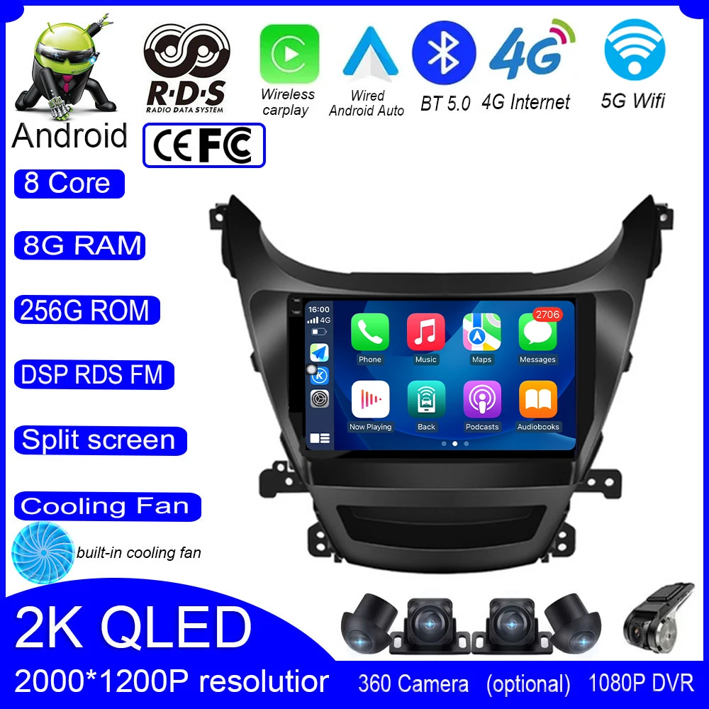 Android 13 For HYUNDAI ELANTRA 2014 2015 2016 Car Stereo GPS IPS QLED Auto Radio Multimedia Video Navigation
Android 13 For HYUNDAI ELANTRA 2014 2015 2016 Car Stereo GPS IPS QLED Auto Radio Multimedia Video Navigation