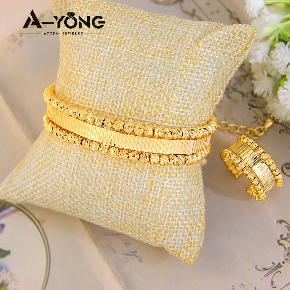 Italian Elegant Gold Bracelet Set 21k Gold Plated Turkish Bead Openwork Copper Bracelets Ring Luxury Dubai Bridal Jewelry
Italian Elegant Gold Bracelet Set 21k Gold Plated Turkish Bead Openwork Copper Bracelets Ring Luxury Dubai Bridal Jewelry