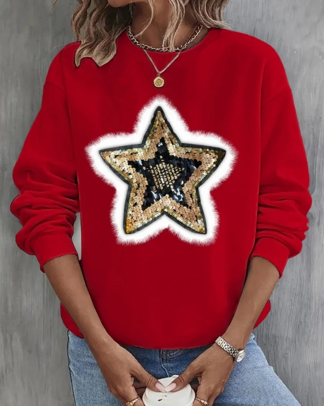 Women's New 2023 Hot Selling Casual Fashion Sequin Star Pattern Detail Sweatshirt In Stock
Women's New 2023 Hot Selling Casual Fashion Sequin Star Pattern Detail Sweatshirt In Stock