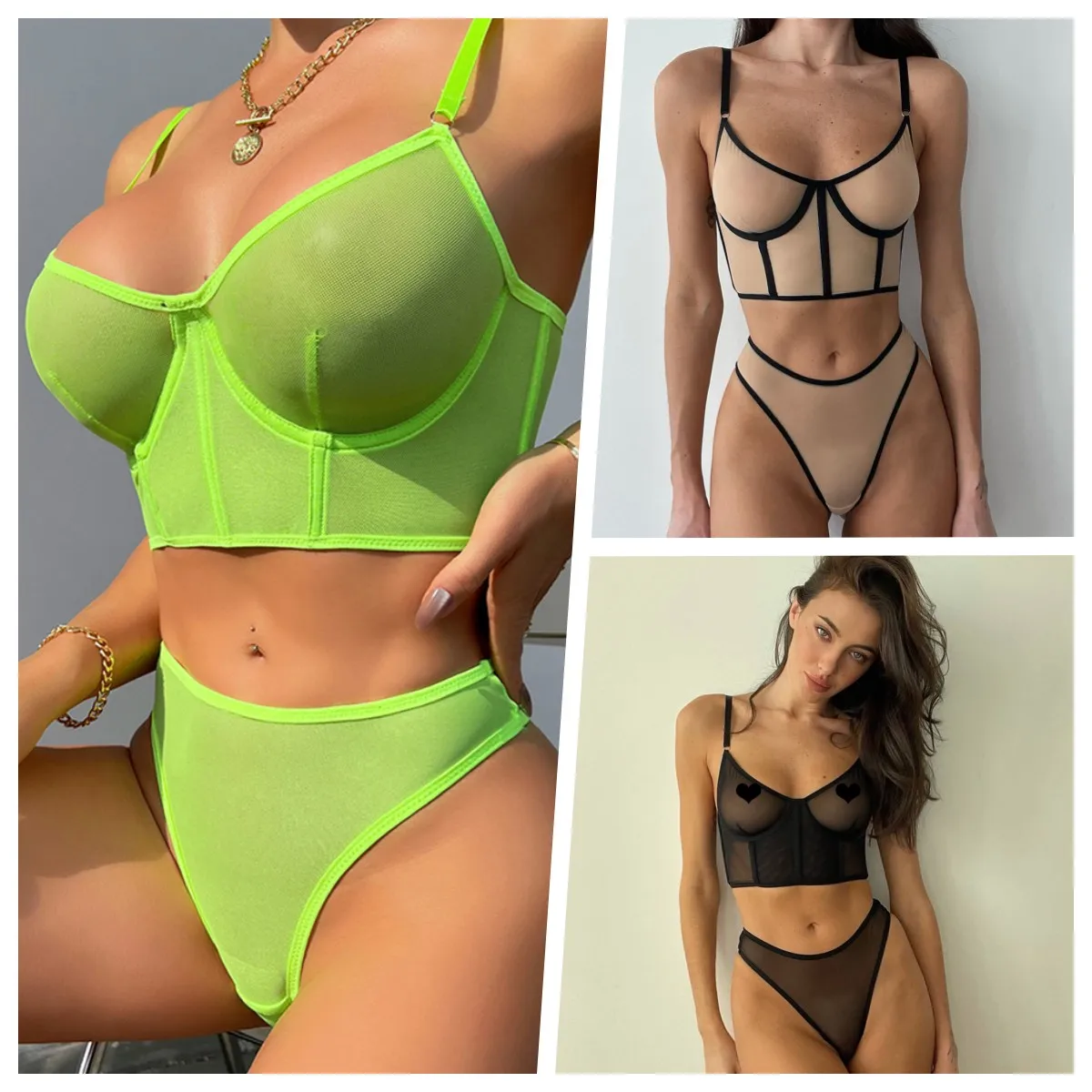Bright Neon Color Bra Set Women Mesh Panty Underwear Set 7 Colors Transparent Sexy Lingerie Set
Bright Neon Color Bra Set Women Mesh Panty Underwear Set 7 Colors Transparent Sexy Lingerie Set
