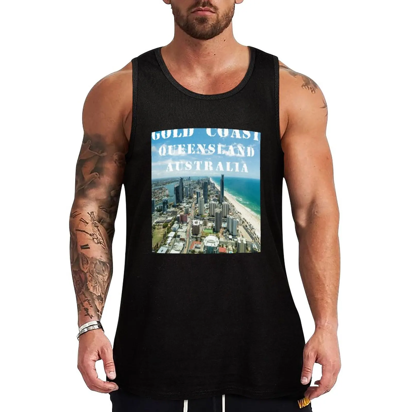 

New Gold Coast, Australia – Skyline - Seaside Resort - Beaches Tank Top Vests Bodybuilding clothing man