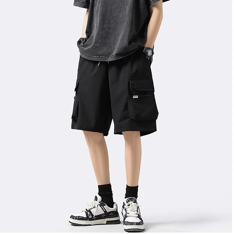 Летние мужские шорты-карго, Модные свободные повседневные уличные брюки в Корейском стиле 
Летние мужские шорты-карго, Модные свободные повседневные уличные брюки в Корейском стиле