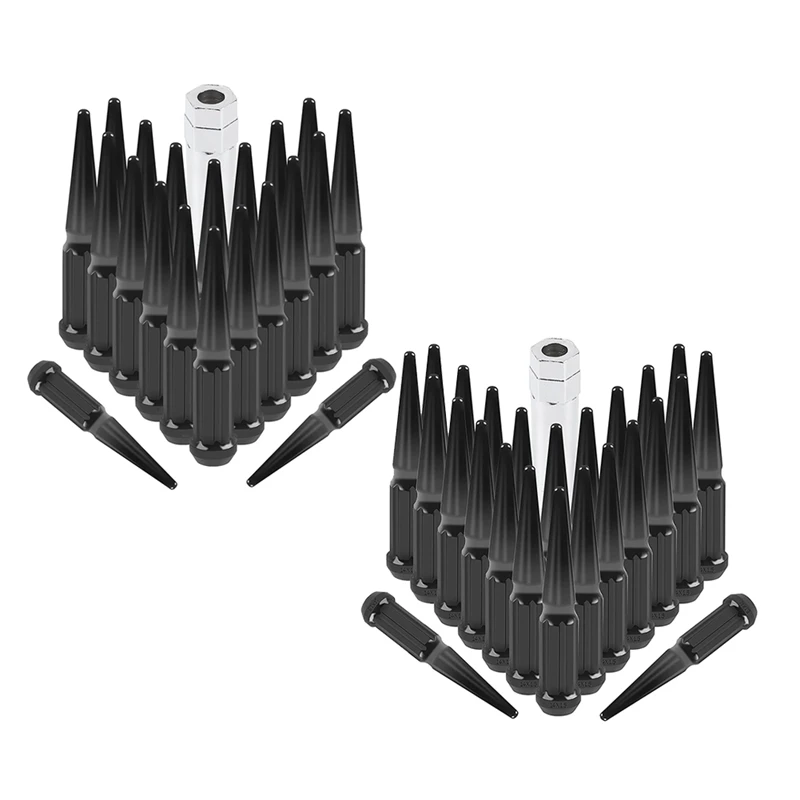 M14X1.5 Wheel Spike Black Lug Nuts, With 1 Socket Key For Chevy Silverado 1500 2500 3500, F-150 F-250 F-350
M14X1.5 Wheel Spike Black Lug Nuts, With 1 Socket Key For Chevy Silverado 1500 2500 3500, F-150 F-250 F-350