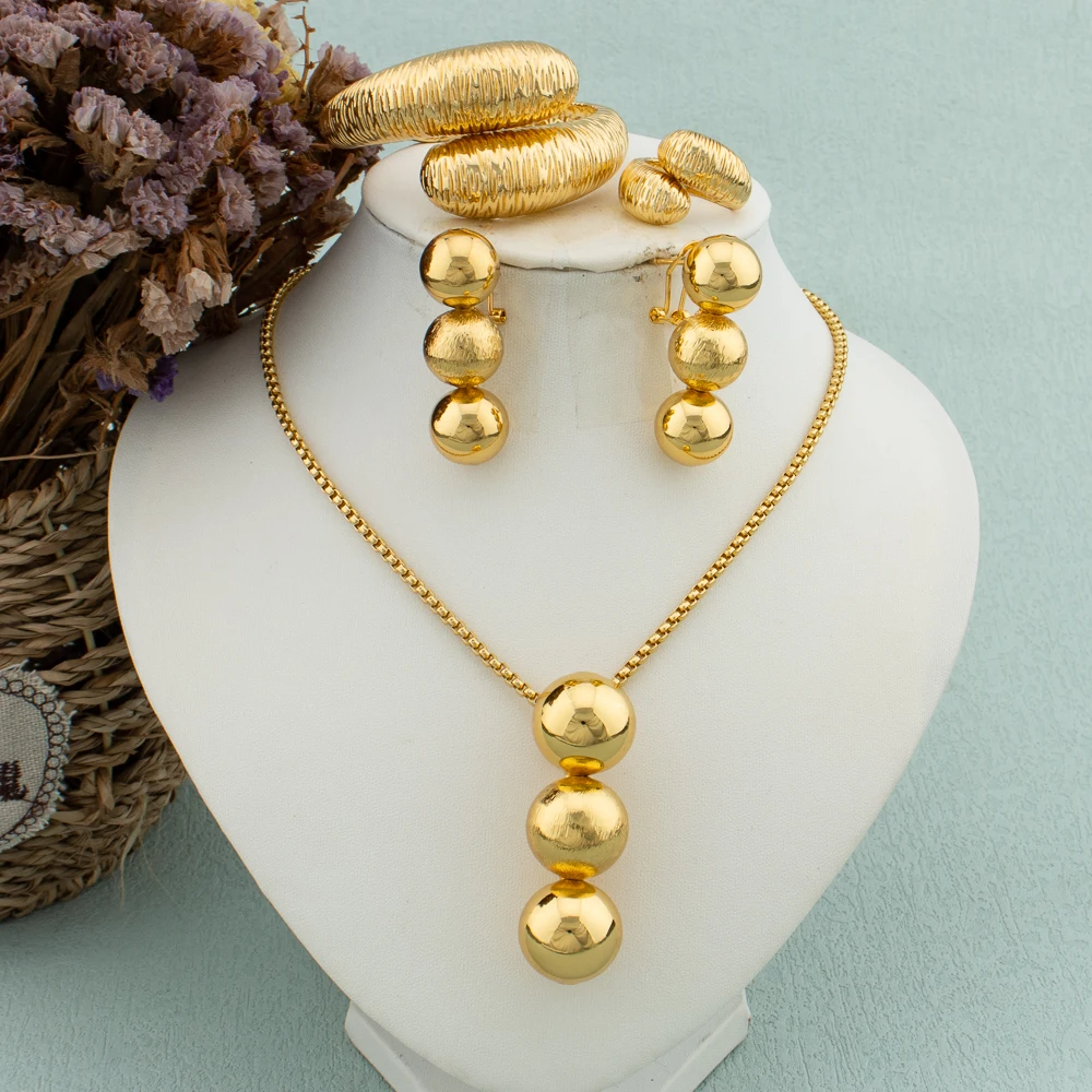 Dubai Gold Plated Beads Jewelry Set Fashion Hot Sale Bracelet Ring Clip Earrings African Bride Necklace 4Pcs Set Jewellery Gift
Dubai Gold Plated Beads Jewelry Set Fashion Hot Sale Bracelet Ring Clip Earrings African Bride Necklace 4Pcs Set Jewellery Gift