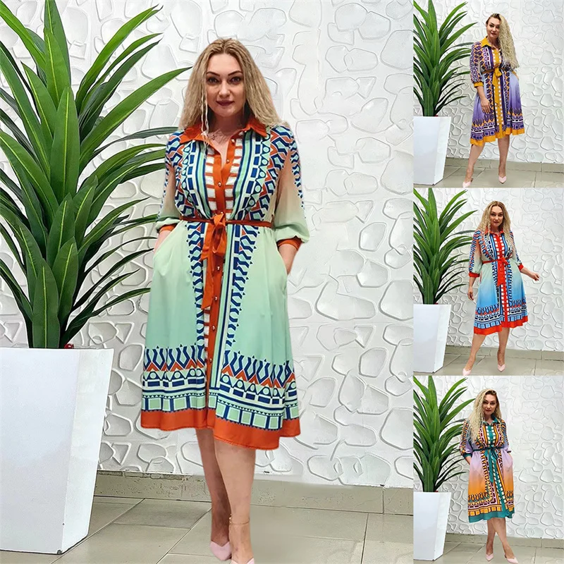 Foreign trade cross-border new products autumn elegant style women positioning printed Side Pocket Shirt Collar Large Size Dress
Foreign trade cross-border new products autumn elegant style women positioning printed Side Pocket Shirt Collar Large Size Dress