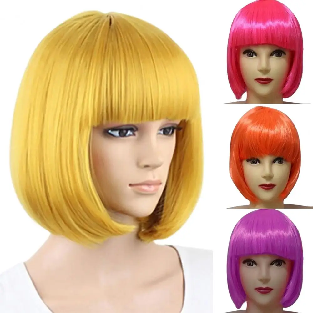 

30cm Synthetic Hair Stylish Full Hangs Short Faux Hair Wig Cosplay Costume Props Women Anime Bob Straight For Nightclubs Party