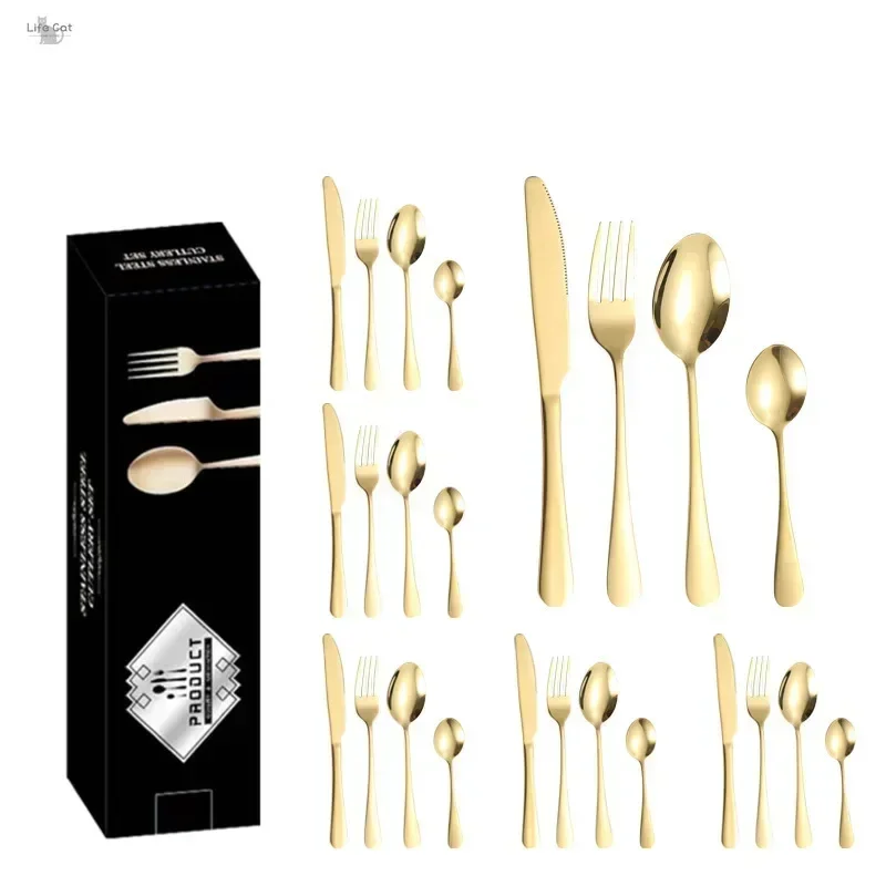 Dinnerware Set Golden Cutlery Set Stainless Steel Knife Fork Spoon Tableware Flatware Set Festival Kitchen Dinnerware Gift F
Dinnerware Set Golden Cutlery Set Stainless Steel Knife Fork Spoon Tableware Flatware Set Festival Kitchen Dinnerware Gift F