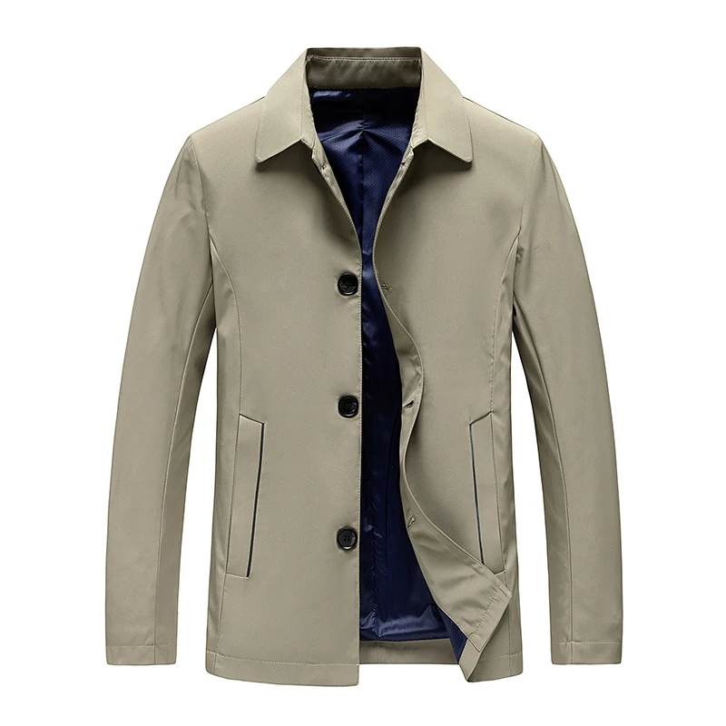 

2022 Spring Autumn Men's Business Solid Windbreaker Gentle Collar Workwear Casual Coat Quality Coat Men's Coat