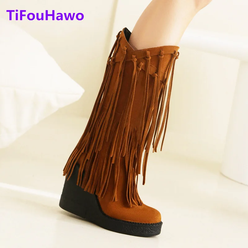 2023 Round Toe Wedges Platform Mid Calf Boots for Women High heeled Tassels Punk High boots Shoes Ladies High Heel Boots
2023 Round Toe Wedges Platform Mid Calf Boots for Women High heeled Tassels Punk High boots Shoes Ladies High Heel Boots
