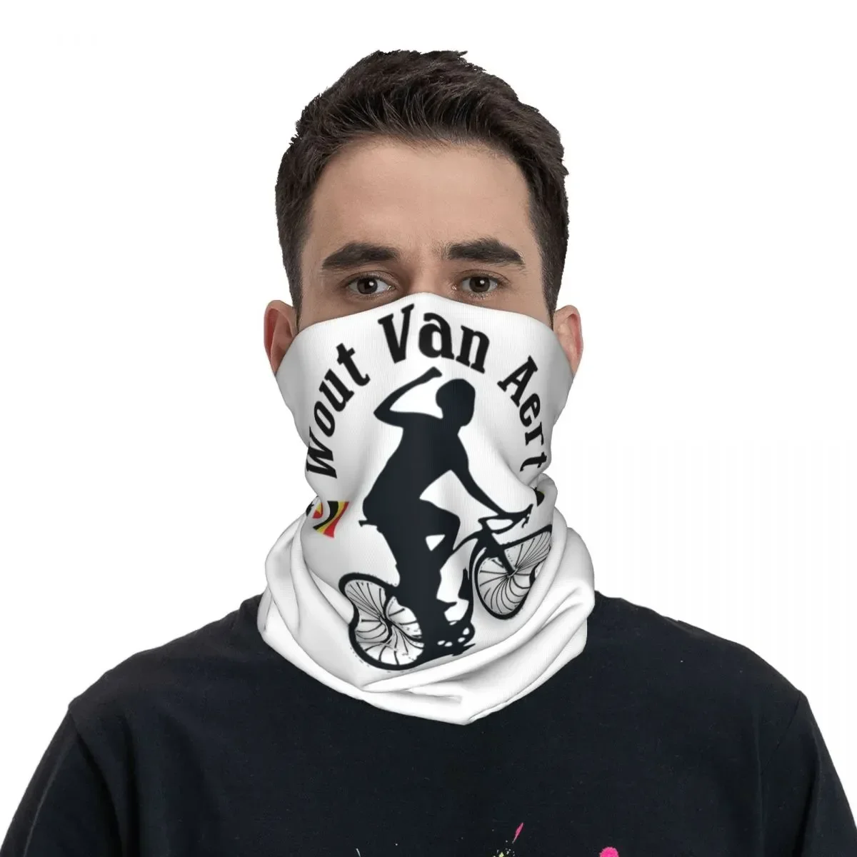 

Wout Van Aert Cycling Logo Mask Scarf Merchandise Neck Cover Belgium Flag Bandana for Men Women All Season