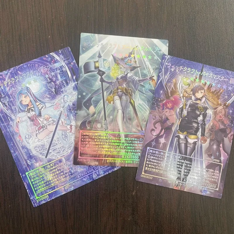 

Yu-Gi-Oh! DIY Witchcrafter Madame Verre Golem Aruru Vice-Master Series 3 Types Laser Relief Card Game Collection Cards Gift