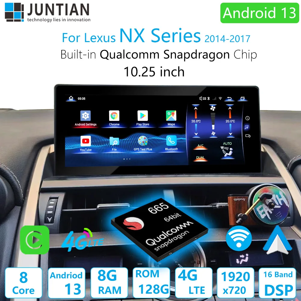 

For Lexus NX Series Qualcomm Chips Android 13 Car Navigation GPS Multimedia Carplay Auto 12.3inch HD Screen Player