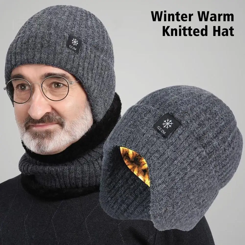

Зимние мужские технические комплекты, плюшевая утолщенная вязаная шапка, однотонная уличная шапка для верховой езды, бархатная Защитная шапка для шеи, 3 цвета