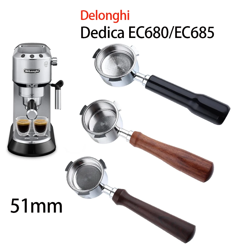 

Delonghi 51mm Coffee Bottomless Portafilter For EC680 EC685 With Replacement Filter 2 cups Basket Espresso Machine Accessory