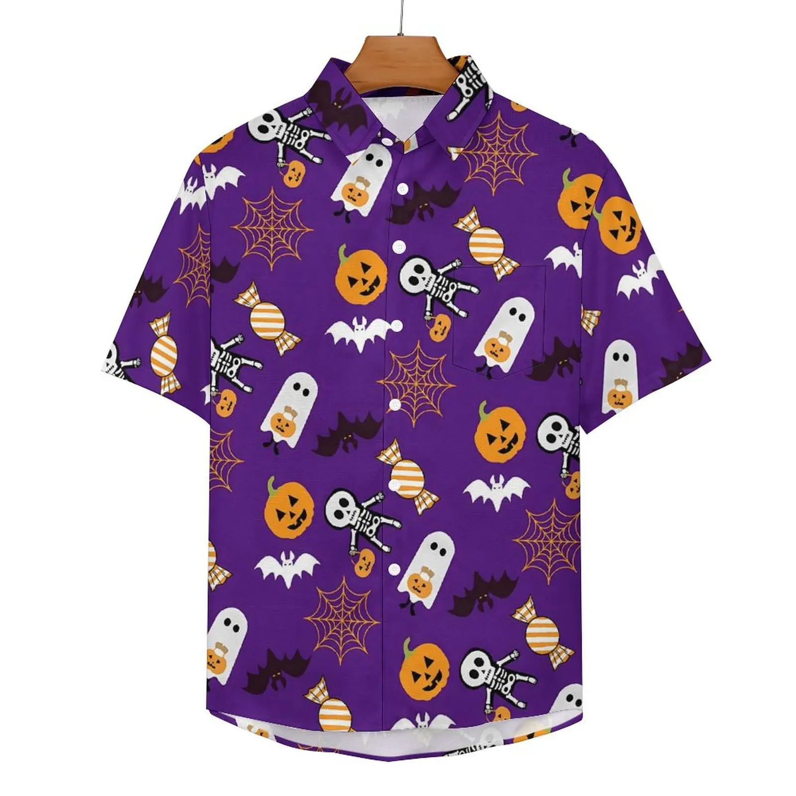 

Halloween Spooky Blouses Male Cute Ghost Pumpkin Casual Shirts Summer Short Sleeve Graphic Streetwear Oversize Beach Shirt Gift