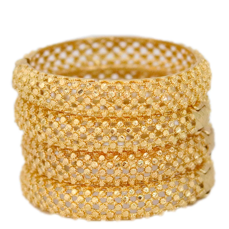 

France Luxury 24k Gold Color Bangles For Women Bridal Dubai Gold Plated Cuff Bracelet Nigerian Wedding African Jewellery