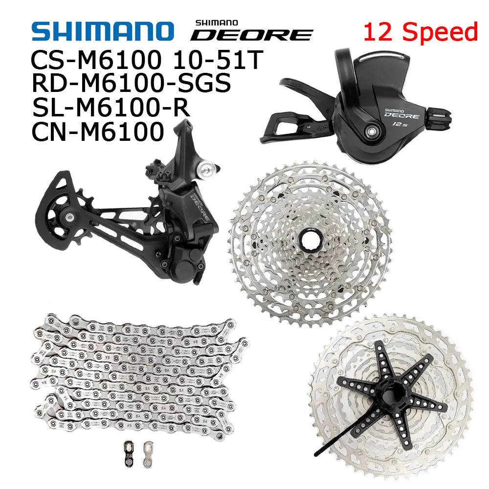 Shimano DEORE M6100 12 Speed Groupset 12V Shift Lever M6100 Rear Derailleur CS-M6100 Cassette 51T CN-M6100 Chain Bicycle Parts
Shimano DEORE M6100 12 Speed Groupset 12V Shift Lever M6100 Rear Derailleur CS-M6100 Cassette 51T CN-M6100 Chain Bicycle Parts