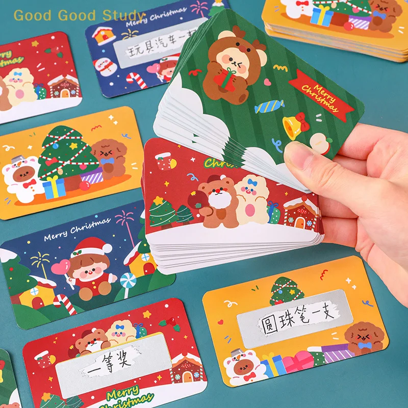 Мультяшные рождественские вознаграждения, наклейки с покрытием из пленки с царапинами, этикетки с царапинами, рождественские наклейки «сделай сам», детский выкуп