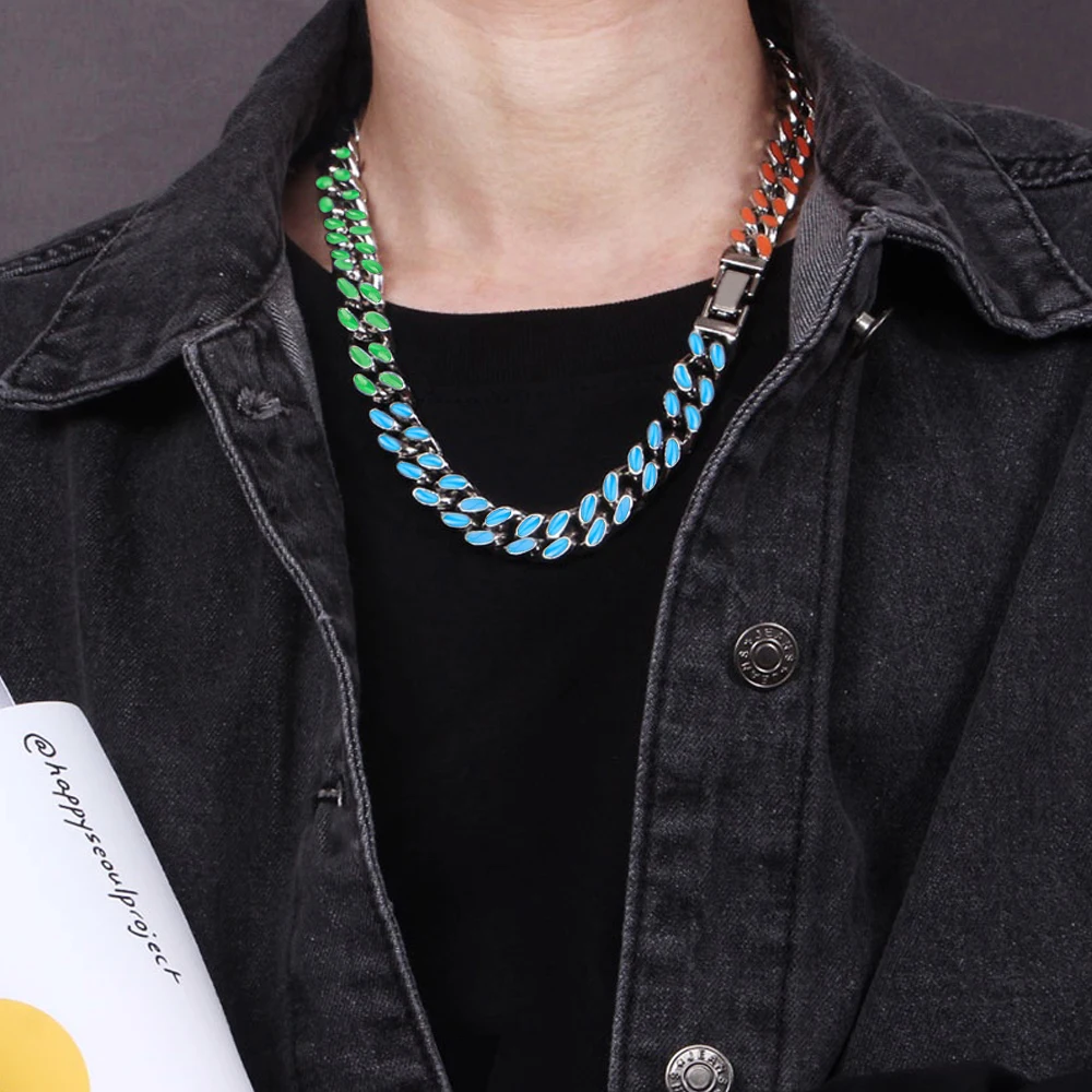 12mm Multicolor Rainbow Colorful Cuban Link Curb Chain Necklace Gold Plated High Polished Hip Hop Chunky Chain for Men Women
12mm Multicolor Rainbow Colorful Cuban Link Curb Chain Necklace Gold Plated High Polished Hip Hop Chunky Chain for Men Women