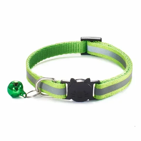

9 Dogs Colors Adjustable Nylon Buckles Fashion Reflective Pet Collar Bells Cat Head Pattern Supplies For Collars Accessories