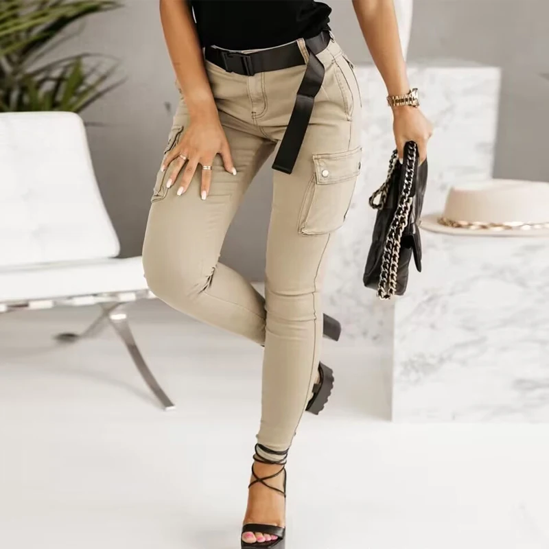 Female High Street All-match Khaki Trousers Fashion Casual Solid Color Pockets Cargo Pants Elegant Slim Fit Commute Pencil Pants
Female High Street All-match Khaki Trousers Fashion Casual Solid Color Pockets Cargo Pants Elegant Slim Fit Commute Pencil Pants