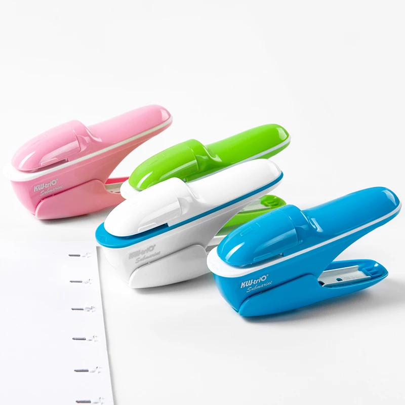 

New Creative Hand-Held Mini Safe Stapler Free Stapleless Without Staples 7 Sheets Capacity Paper Staplers School Office Supplies