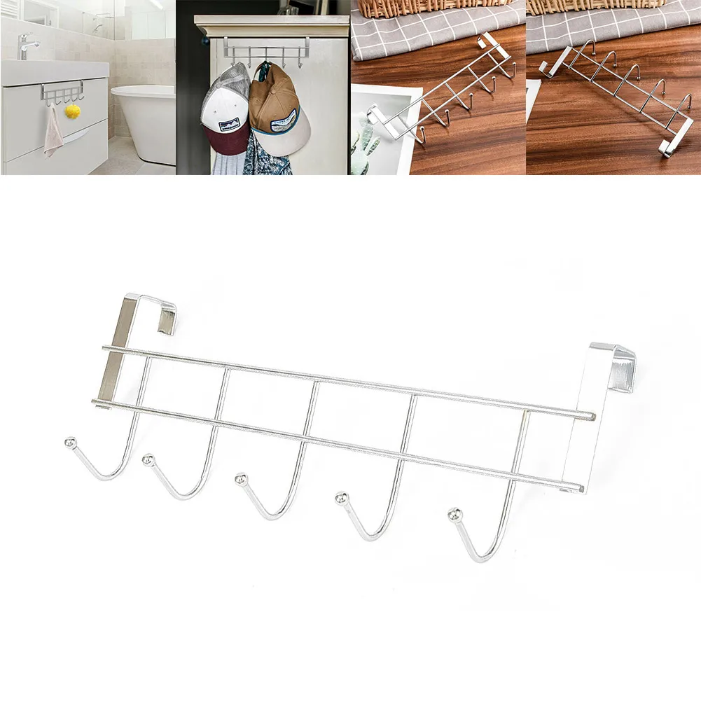 Stainless Steel Door Back 5 Hooks Over The Door Hook Holder Clothes Coat Hat Towel Hanging Rack Wall Hanger Bathroom Hangers
Stainless Steel Door Back 5 Hooks Over The Door Hook Holder Clothes Coat Hat Towel Hanging Rack Wall Hanger Bathroom Hangers