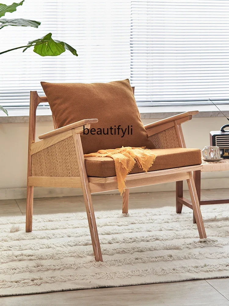 Rattan Solid Wood Sofa Chair Small Apartment Recliner Simple Single Armrest Leisure
Rattan Solid Wood Sofa Chair Small Apartment Recliner Simple Single Armrest Leisure