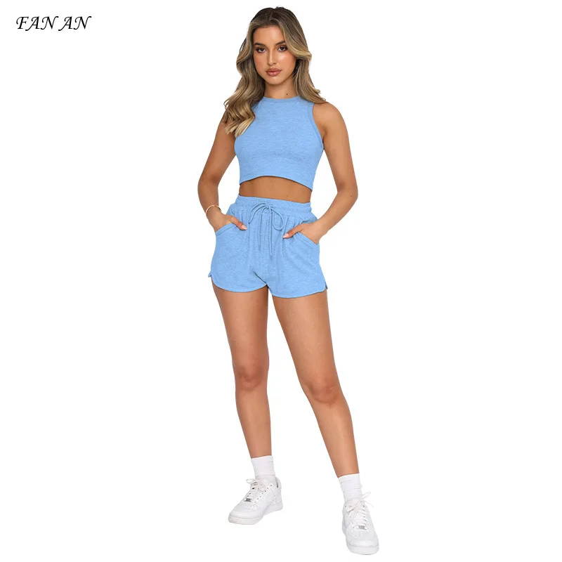 Summer New Women's Suit Solid Color Urban Casual Short Vest Shorts Sleeveless Crop Sexy Fashion Simple Slim Ladies Two-piece
Summer New Women's Suit Solid Color Urban Casual Short Vest Shorts Sleeveless Crop Sexy Fashion Simple Slim Ladies Two-piece