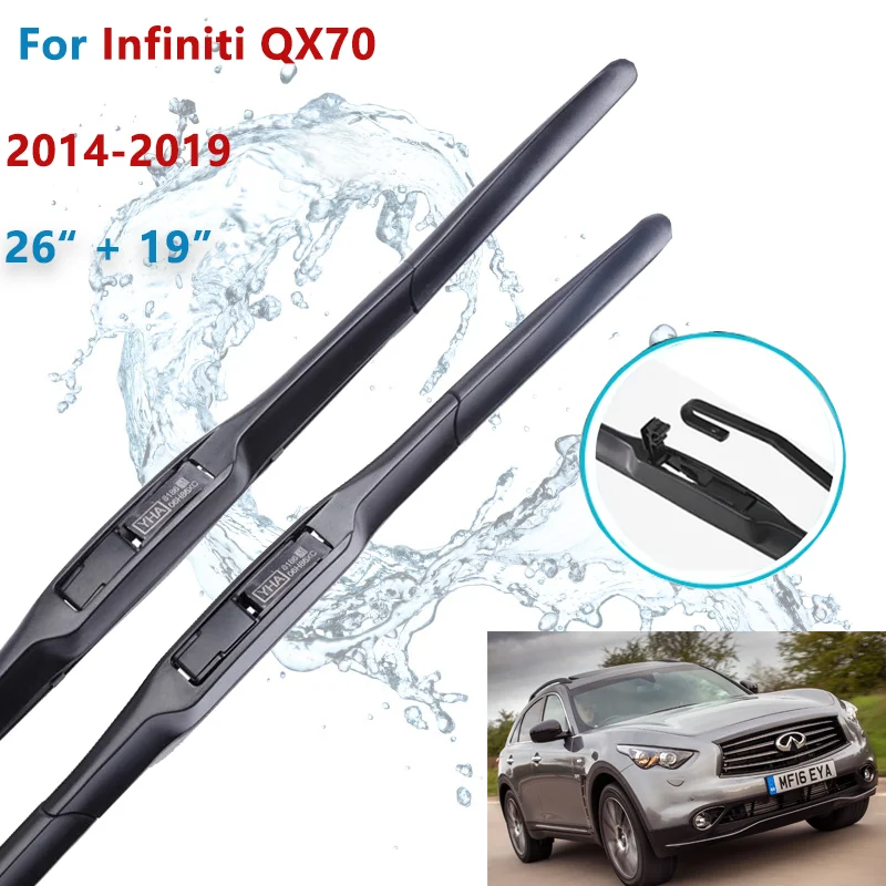 

Car Wiper Blade For Infiniti QX70 26"+19" 2014 2015 2016 Windscreen Windshield Wipers Blades Wash Car Window Fit U Hook Arms