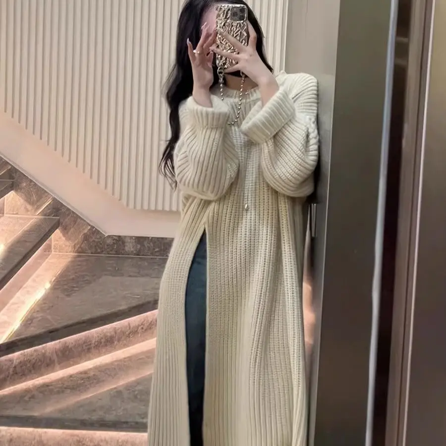 2023 New Long Lazy Style French Sweater midi Dress Women Autumn Pullover Slit Knit Dress female loose Large size apricot dress
2023 New Long Lazy Style French Sweater midi Dress Women Autumn Pullover Slit Knit Dress female loose Large size apricot dress