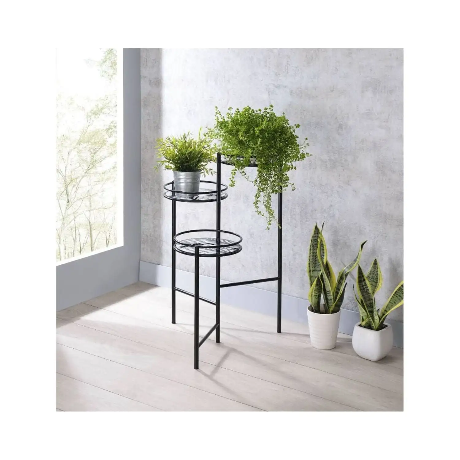 

19.00" x 18.00" x 30" 3 Tier Black Metal Plant Stand Potted Display Rack Floral Plantstand Pot Holder