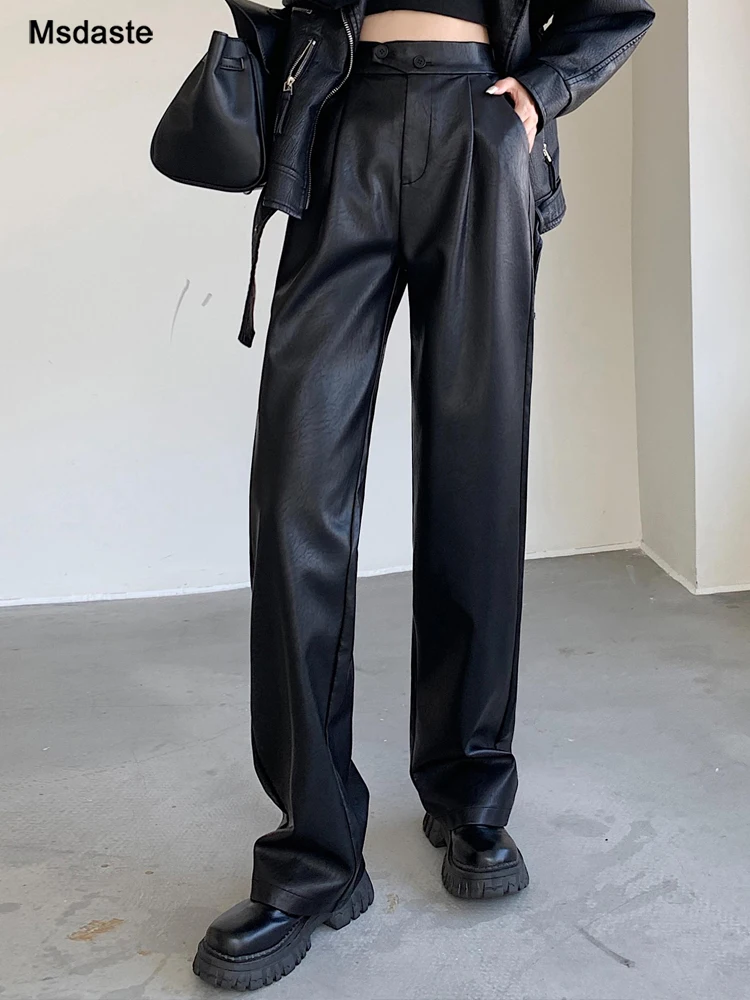 PU Leather Pants Women High Waist Full Length Casual Lady Trousers Pantalone Black Loose Long PU Faux Length Long Woman Pants
PU Leather Pants Women High Waist Full Length Casual Lady Trousers Pantalone Black Loose Long PU Faux Length Long Woman Pants