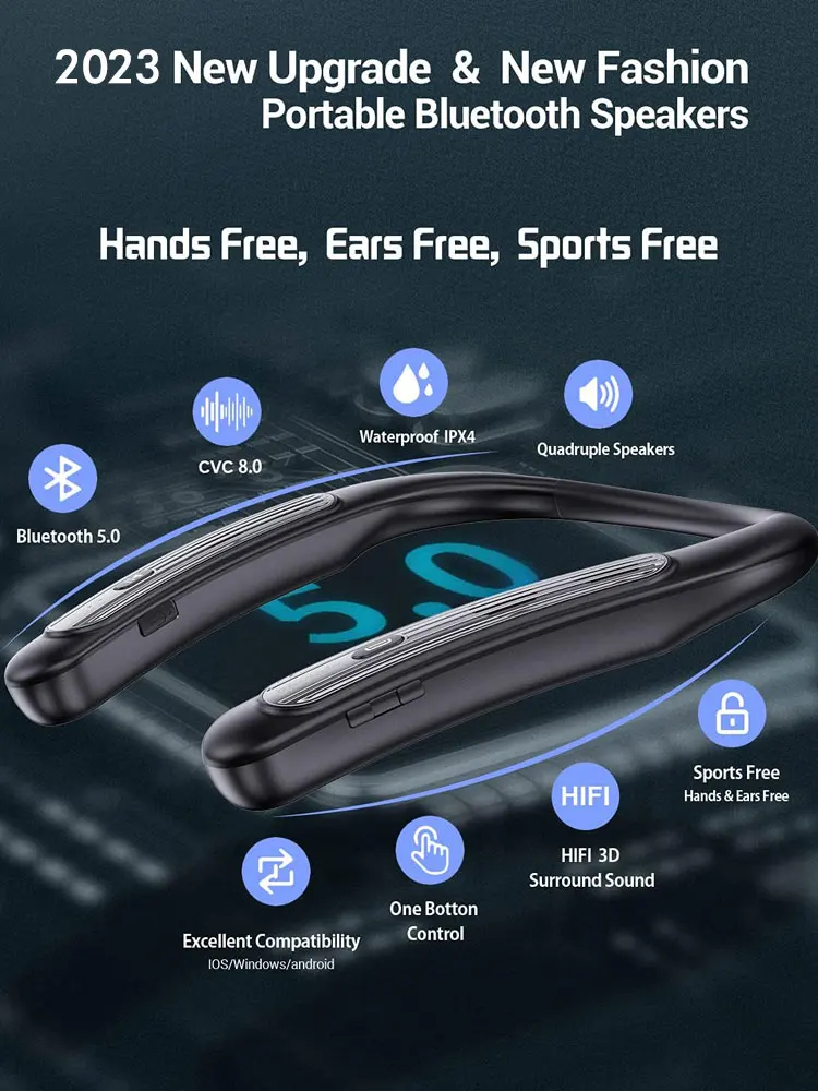 Bluetooth-динамик Hang Neck в стиле aptX с 4 громкоговорителями CVC8.0, микрофон для телефона, 32 Гб, поддержка SD-карты, mp3-плеер
Bluetooth-динамик Hang Neck в стиле aptX с 4 громкоговорителями CVC8.0, микрофон для телефона, 32 Гб, поддержка SD-карты, mp3-плеер