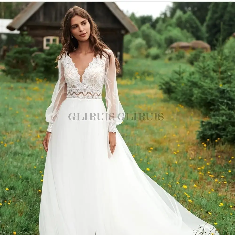 Long Puff Sleeve V-Neck Wedding Dress Floor Length Tulle White Dress Bridal Gowns For Women Robe De Soirée De Mariage Bride
Long Puff Sleeve V-Neck Wedding Dress Floor Length Tulle White Dress Bridal Gowns For Women Robe De Soirée De Mariage Bride