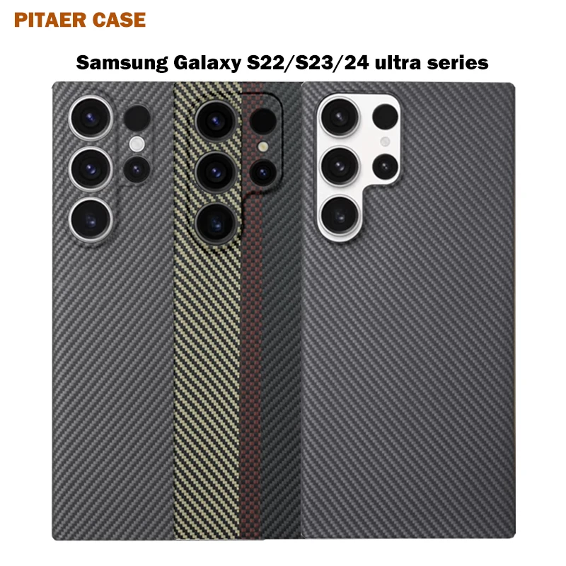 

PITAER Carbon Fiber case for Samsung Galaxy S22/s23 ultra case Original Aramid Fiber S24 ultra cover Anti-fall S24 shockproof