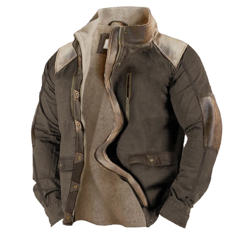 Vintage Stitching Man Fleece Lining Coats Winter Thick Long Sleeve Stand Collar Button Casual Jackets Men Clothing Cargo Outwear
Vintage Stitching Man Fleece Lining Coats Winter Thick Long Sleeve Stand Collar Button Casual Jackets Men Clothing Cargo Outwear