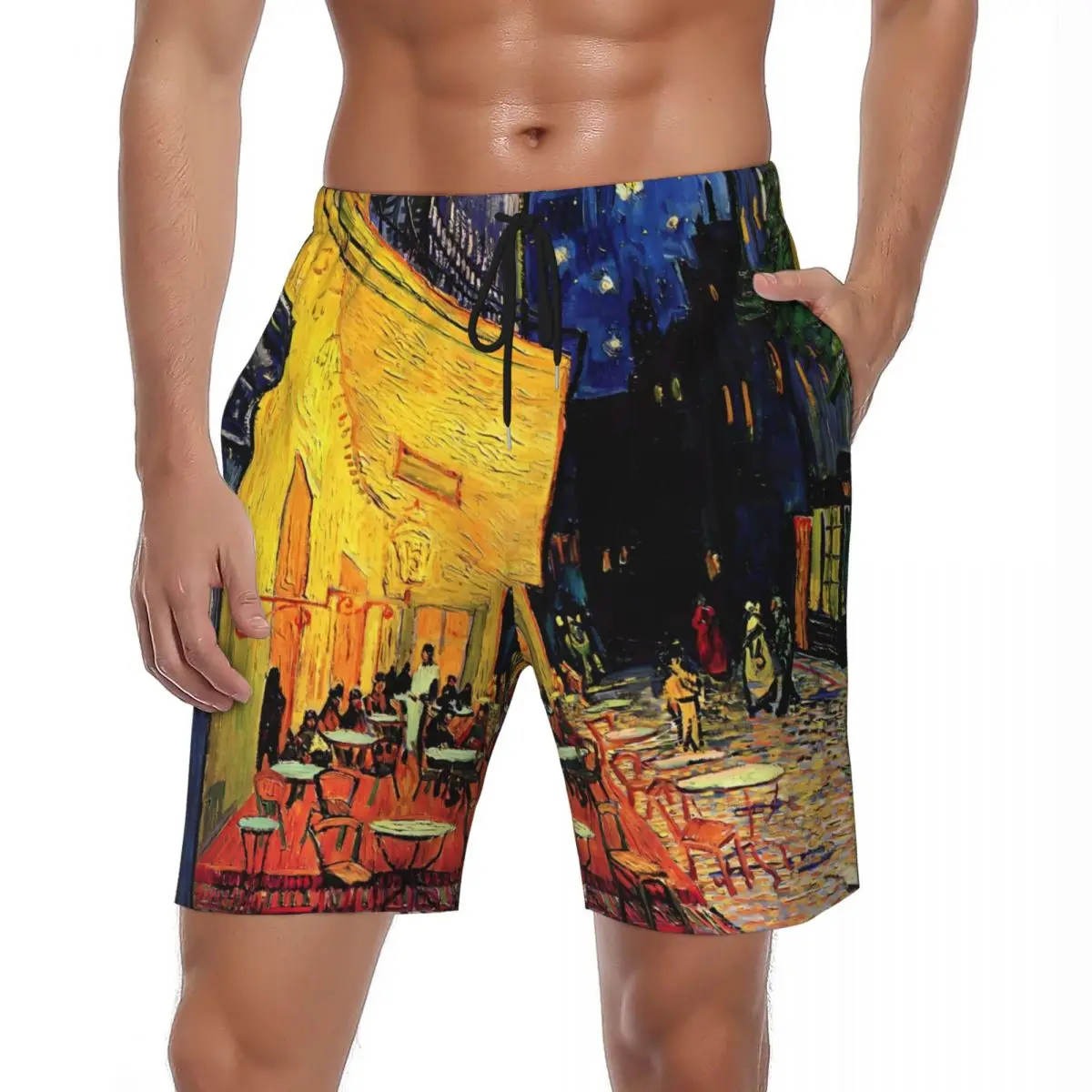 

Swimsuits Vincent Van Gogh Gym Shorts Summer Cafe Terrace Y2K Fun Beach Shorts Males Printed Sportswear Breathable Beach Trunks